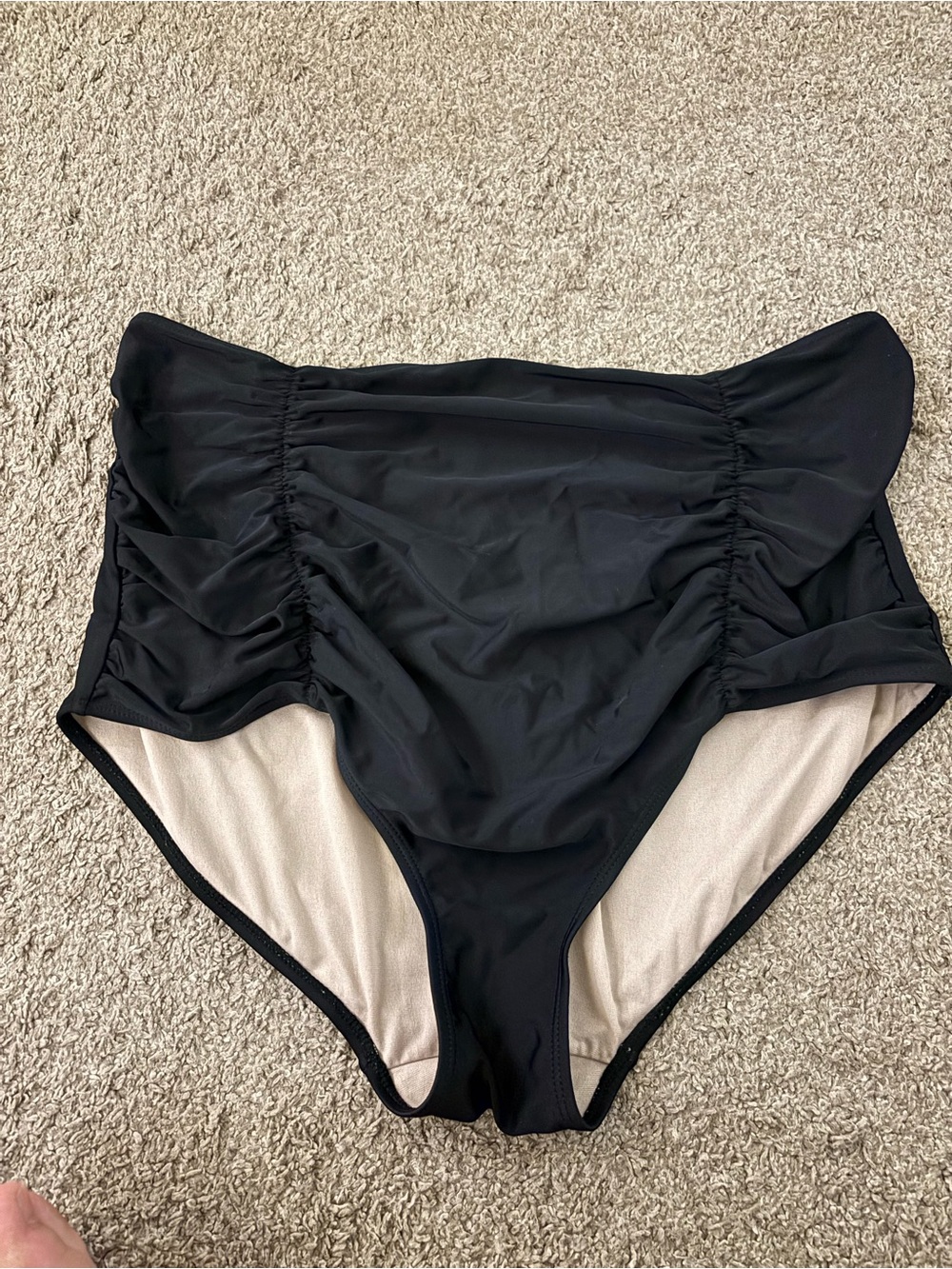 Kortni Jeane Black High-Waist Ruched Bikini Bottoms